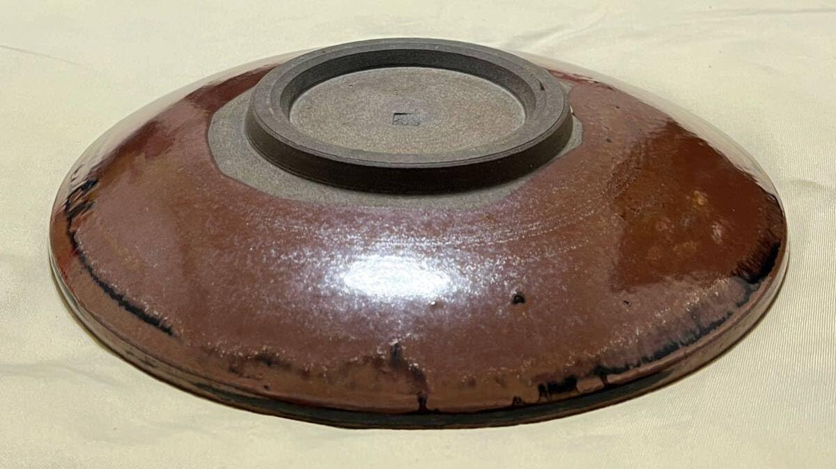 Amazon.co.jp: 小石原焼 飛び鉋 打ち掛 緑釉飴釉 直径26.5cm 大皿1枚